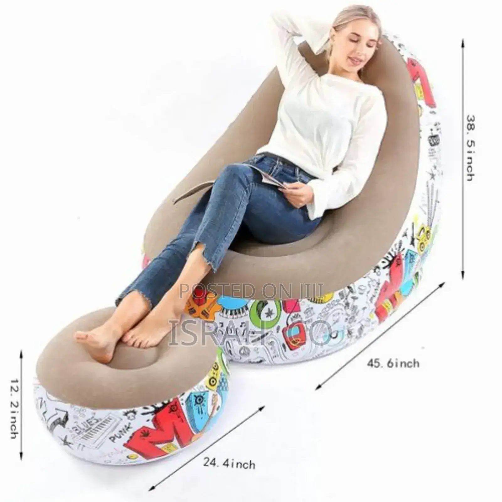 Family Inflatable Lounge Chair, Graffiti Pattern Flocking