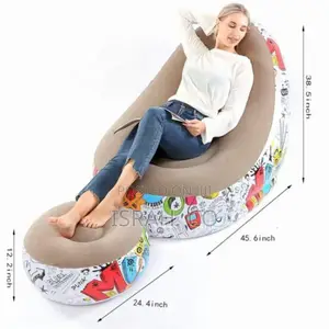 Family Inflatable Lounge Chair, Graffiti Pattern Flocking