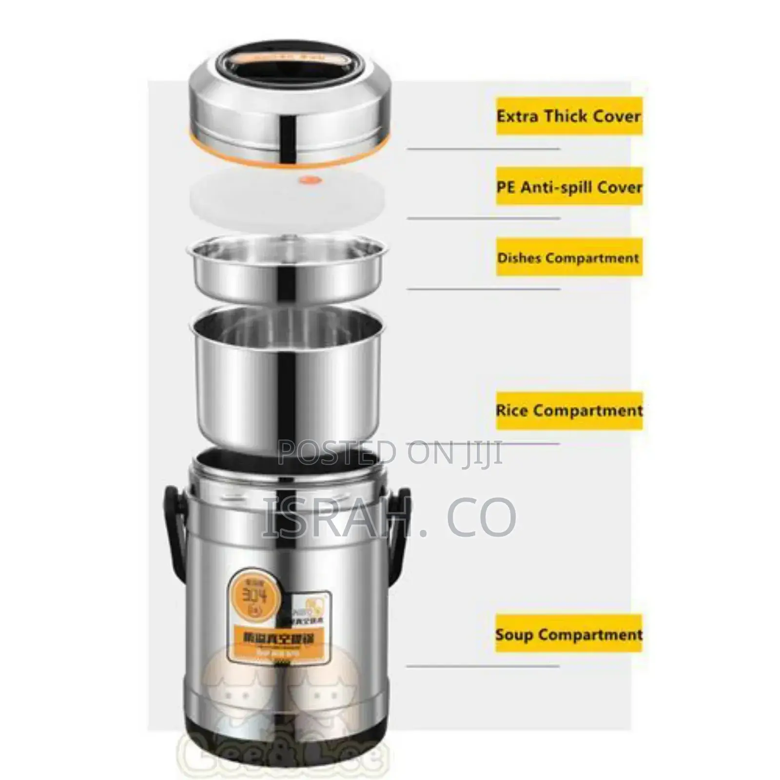 Steel Food Flask,Lunch Box 2.6 Litres Container - Silver