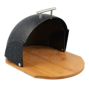 Marble Bread Bin Box With Bamboo Base and Sliding Lid