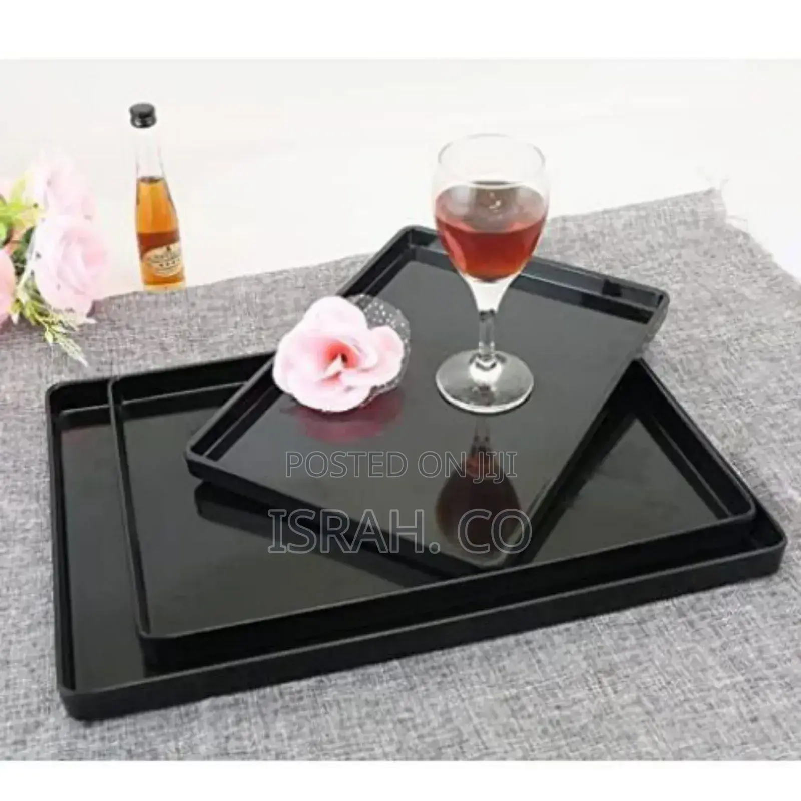 Melamine Dinner Serving Trays Platters-Black.