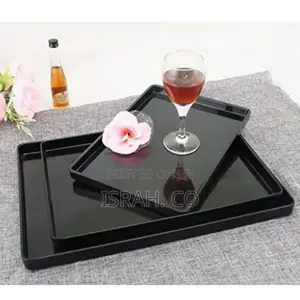 Melamine Dinner Serving Trays Platters-Black.