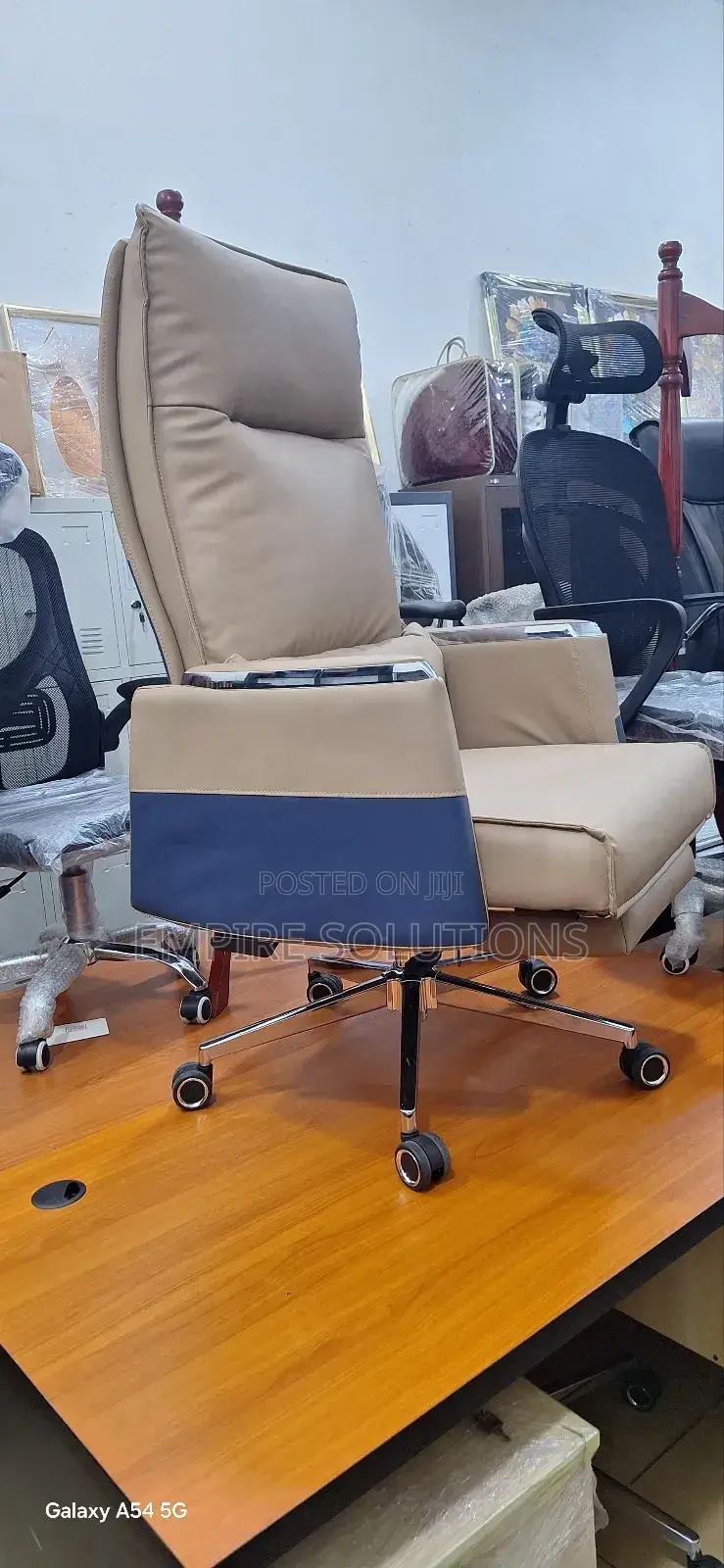 Pure Leather Executive Office Chair With Footrest