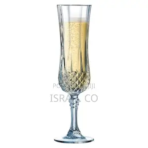 6 Pieces of Diamond Champaign Flute Wine Glasses- Clear