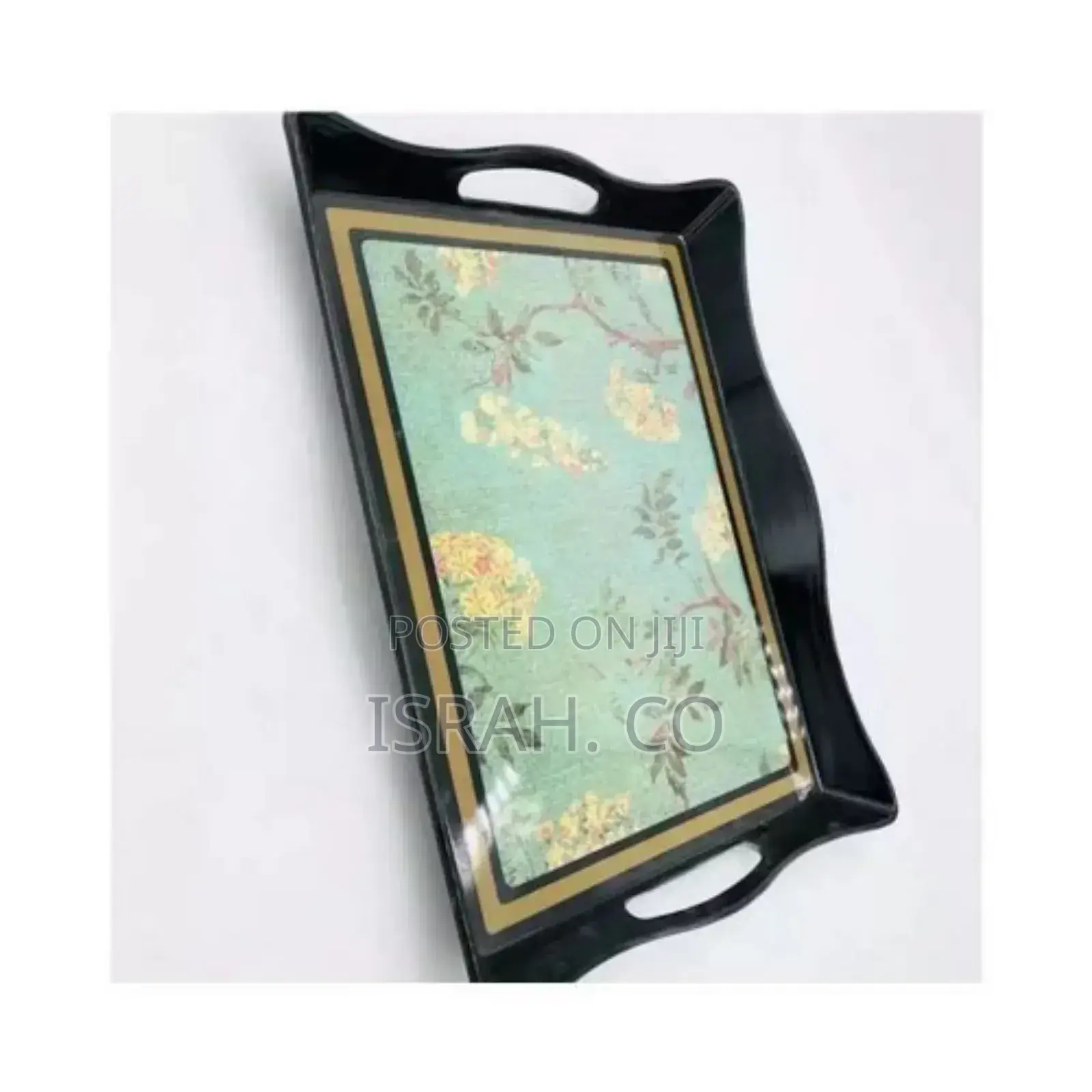 3 Pieces of Melamine Serving Trays Platters, Green.