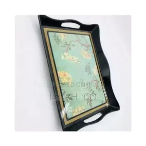 3 Pieces of Melamine Serving Trays Platters, Green.