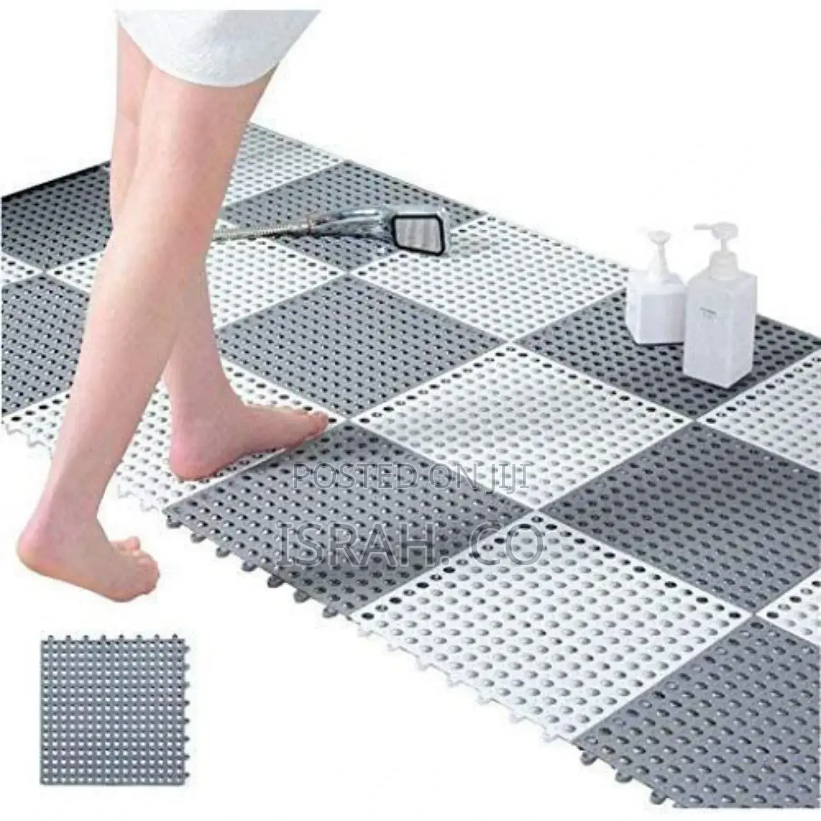 4pcs Interlocking Non Slip Bathroom Floor Tiles Rubber Mat