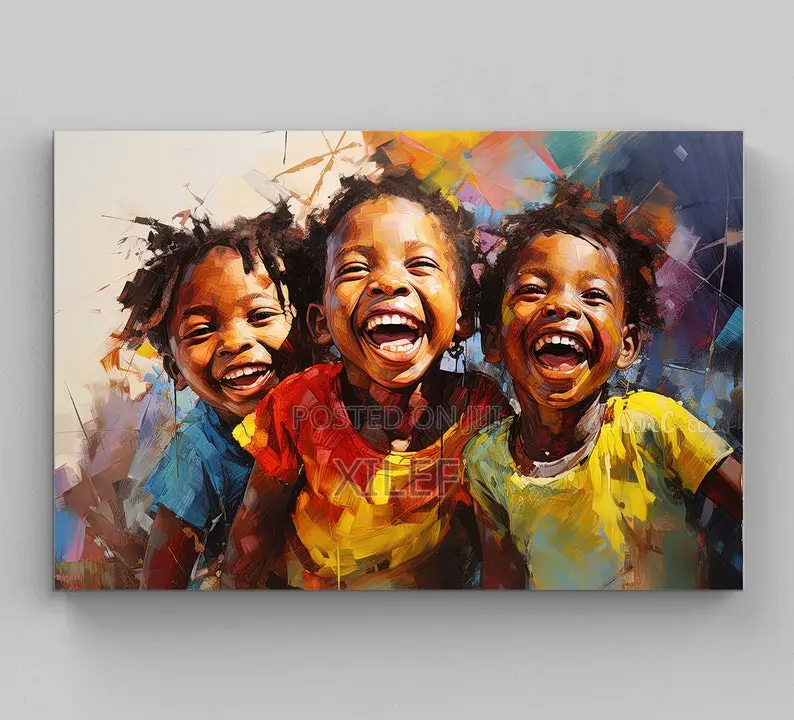 Happy Children African Art | Wall Portrait for Hotel/Airbnb