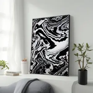 Black White Marble | Wall Art Portrait for Hotel or Airbnb