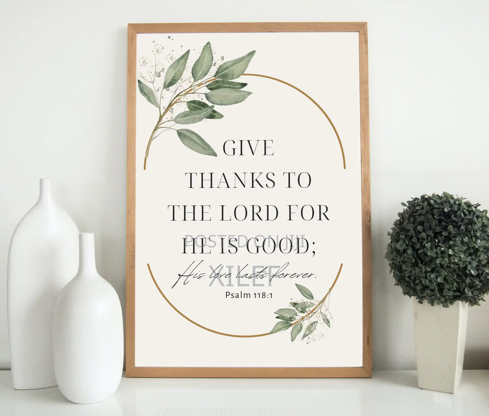 1 Piece | Give Thanks Bible Verse | Wall Art Portrait
