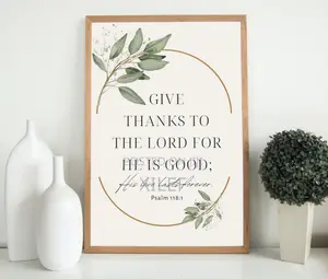 1 Piece | Give Thanks Bible Verse | Wall Art Portrait