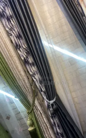 Quality Lemon Green Curtain With Cream Per Meter