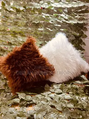 Fluffy Cushions in Maroon and White