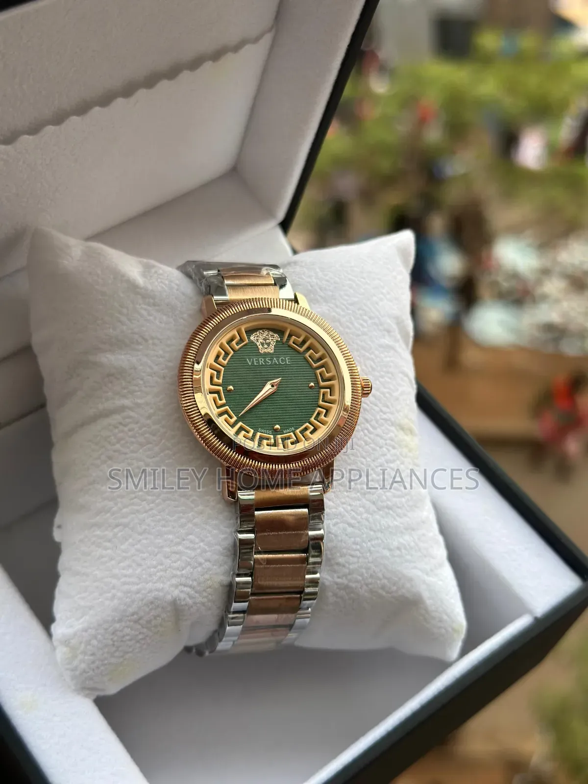 Versace Women's Wrist Stylish Watch Silver Green Face