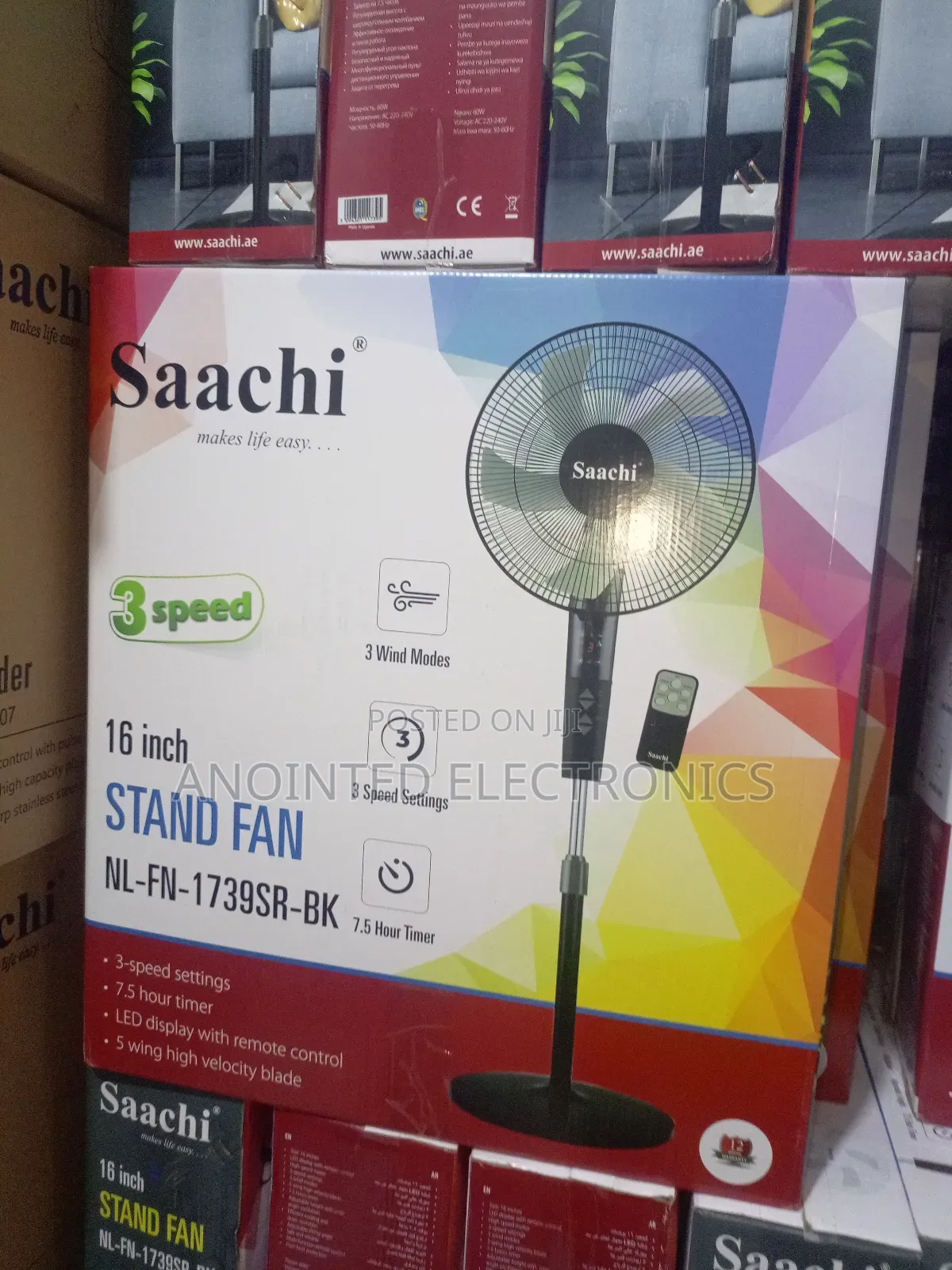 Black Sachi Standing Fan
