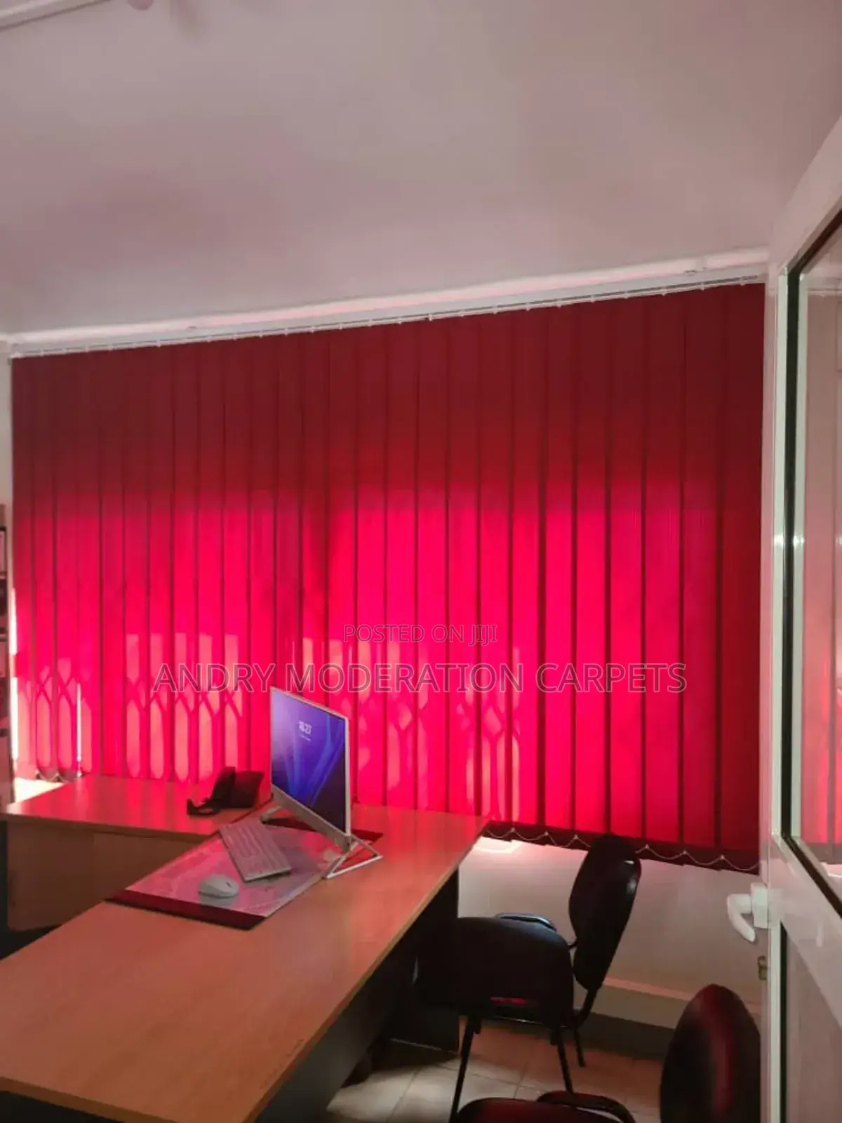 Maroon Office Blind Curtains