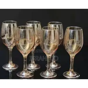 6 Pc Gold Lead-Free Juice, Champagne Wine Glasses Decorative