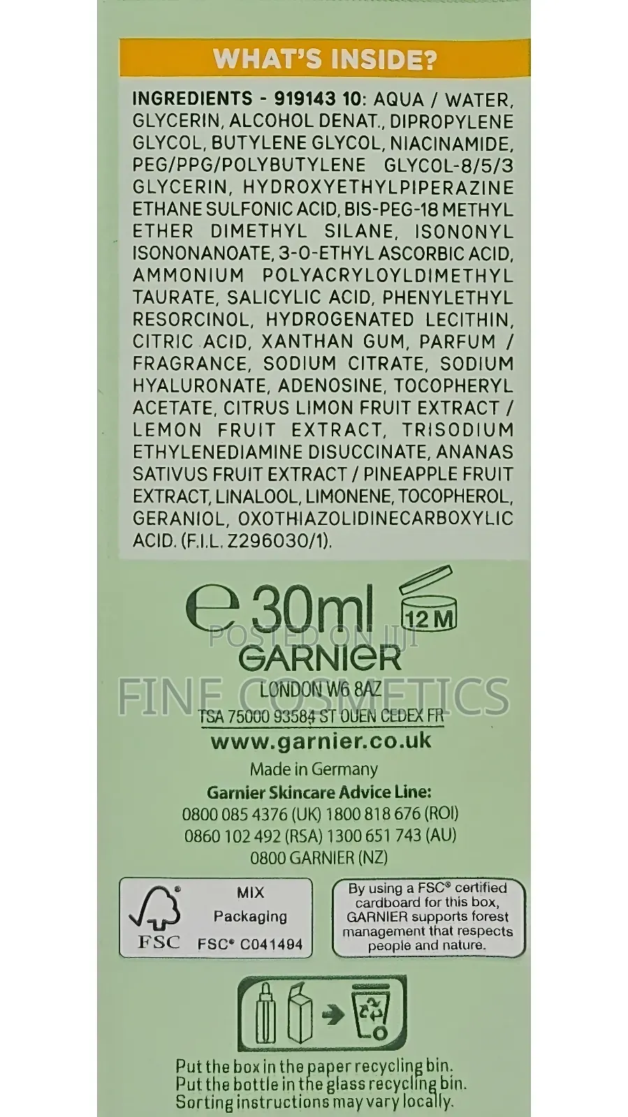 ORIGINAL Garnier Vitamin C Anti-Darkspots Brightening Serum