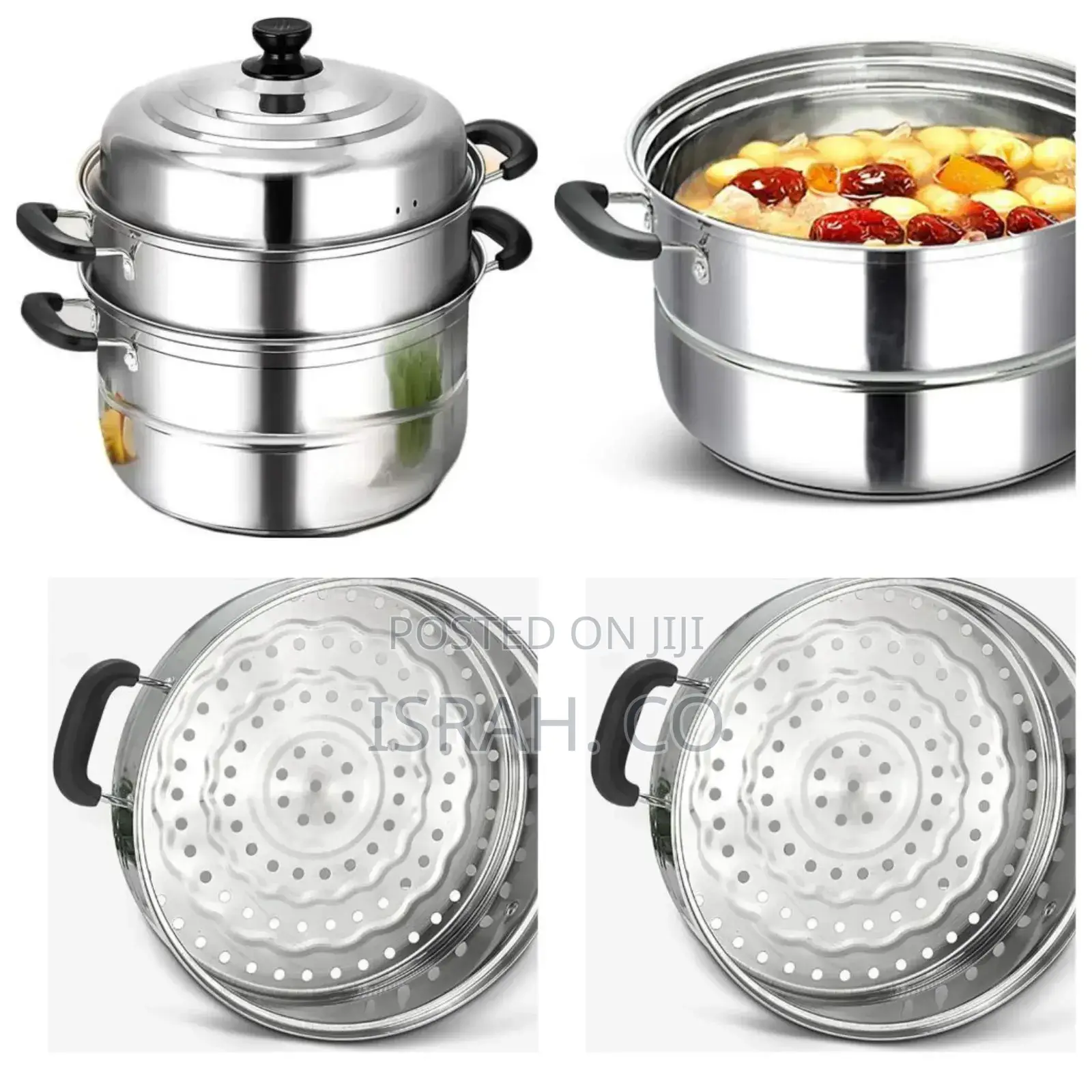 Saucepan and Steamer Soup Pot,28cm-Silver.