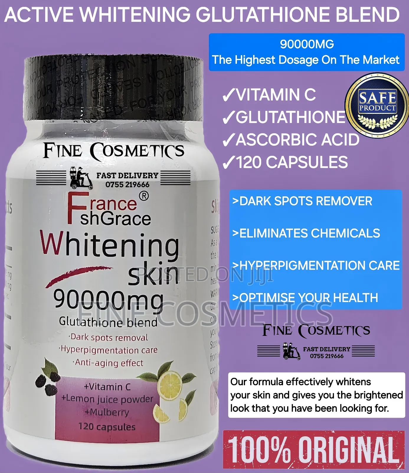 Effective Skin Whitening Glutathione Pills Wiz Vitamin C.120