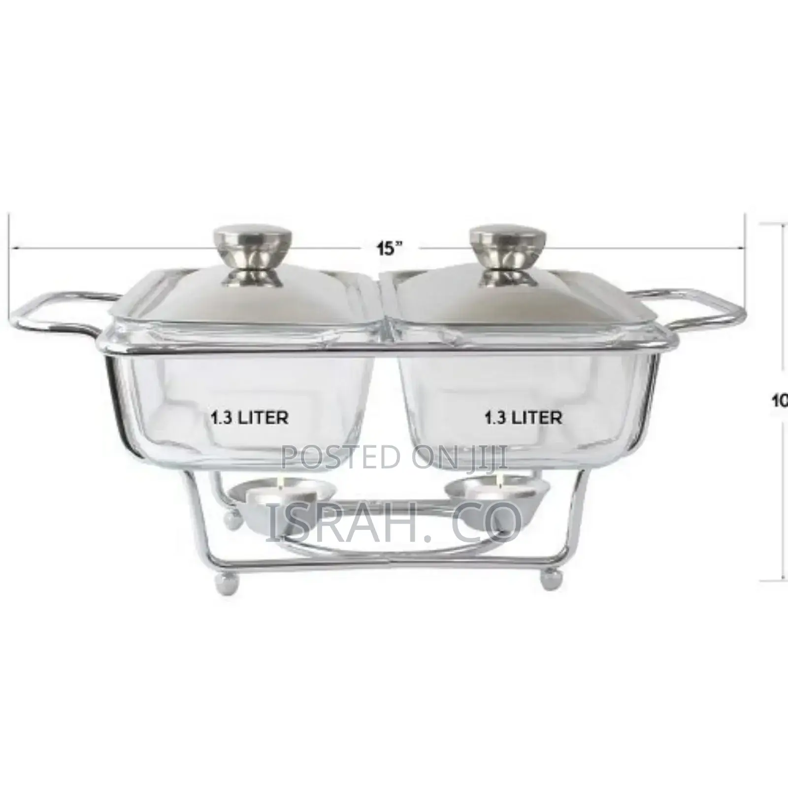 1.3L Double Glass Chafing Dish Buffet Food Warmers
