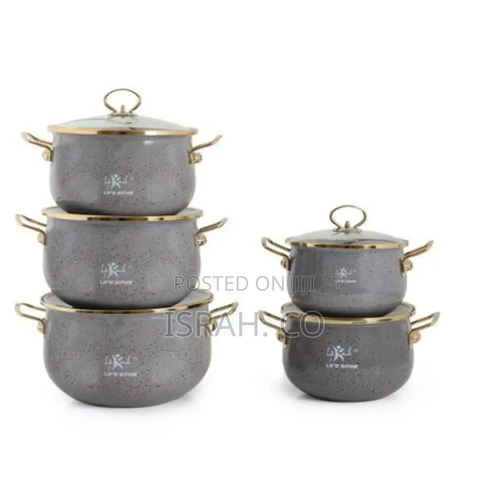 Life Smile 10 Pieces of Granite Non-Stick Enamel Pots