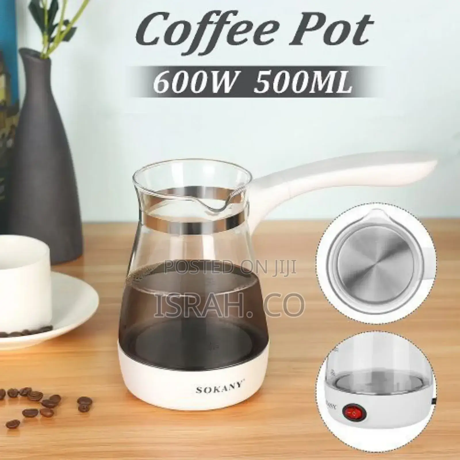 Sokany 500ml Coffee Maker Pot,Glass Electrical Coffee Kettle