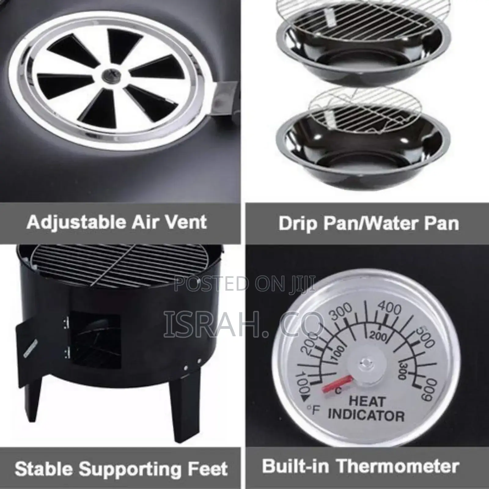3-in-1 Charcoal Grill BBQ Smoker Barbecue Stove
