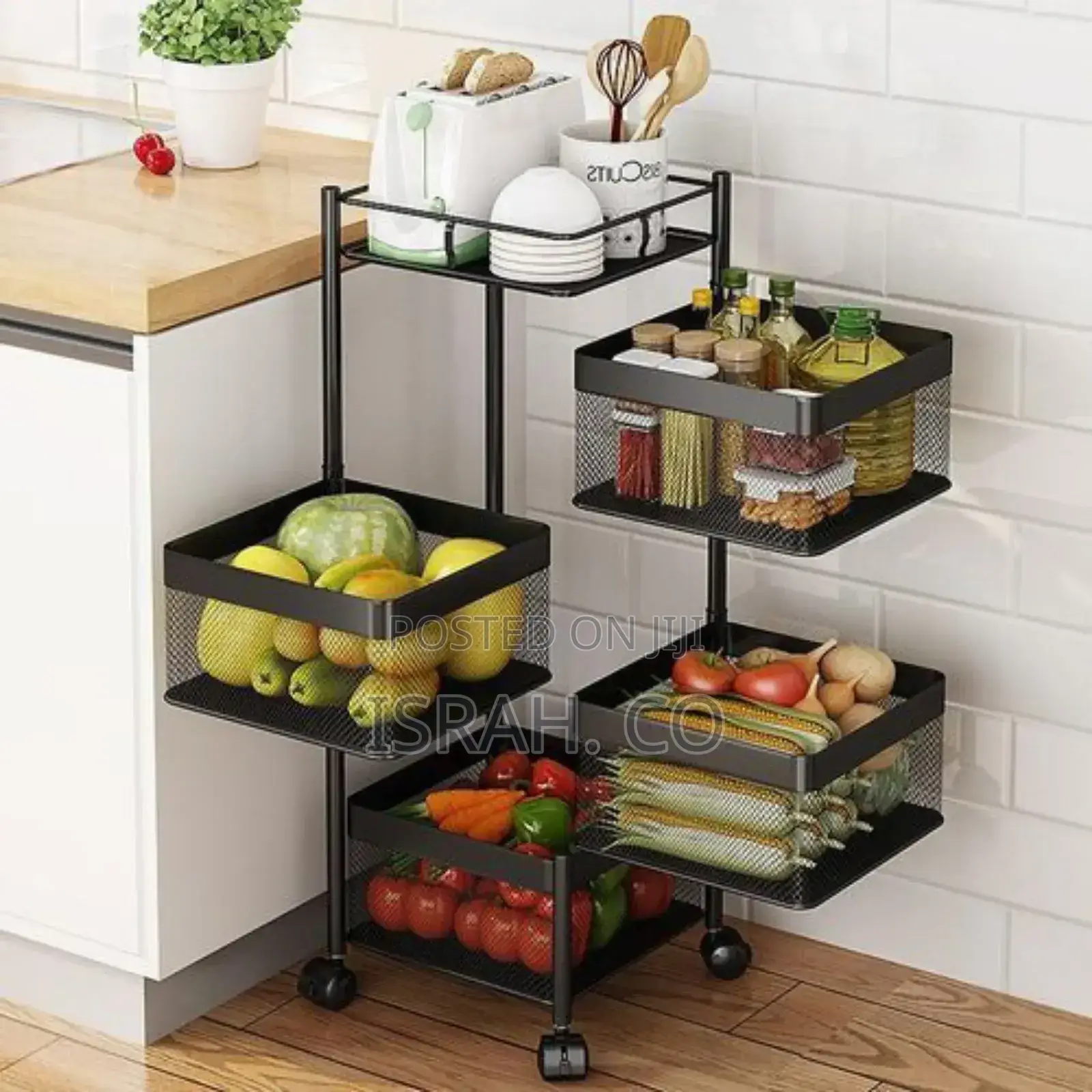 4 Tier Kitchen, Bedroom, Bathroom Storagerack Basket Trolley
