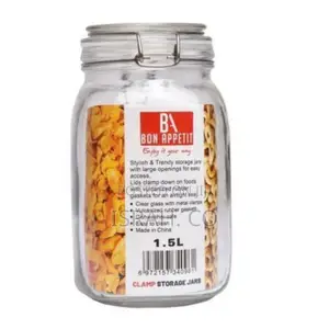 1litre Glass Clip Jar, Cereal Food Cookie Storage Tin