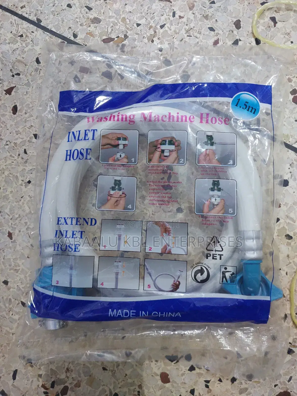 Washing Machine Inlet Flexible Tubes 1.5m, 2m and 3m Lengths