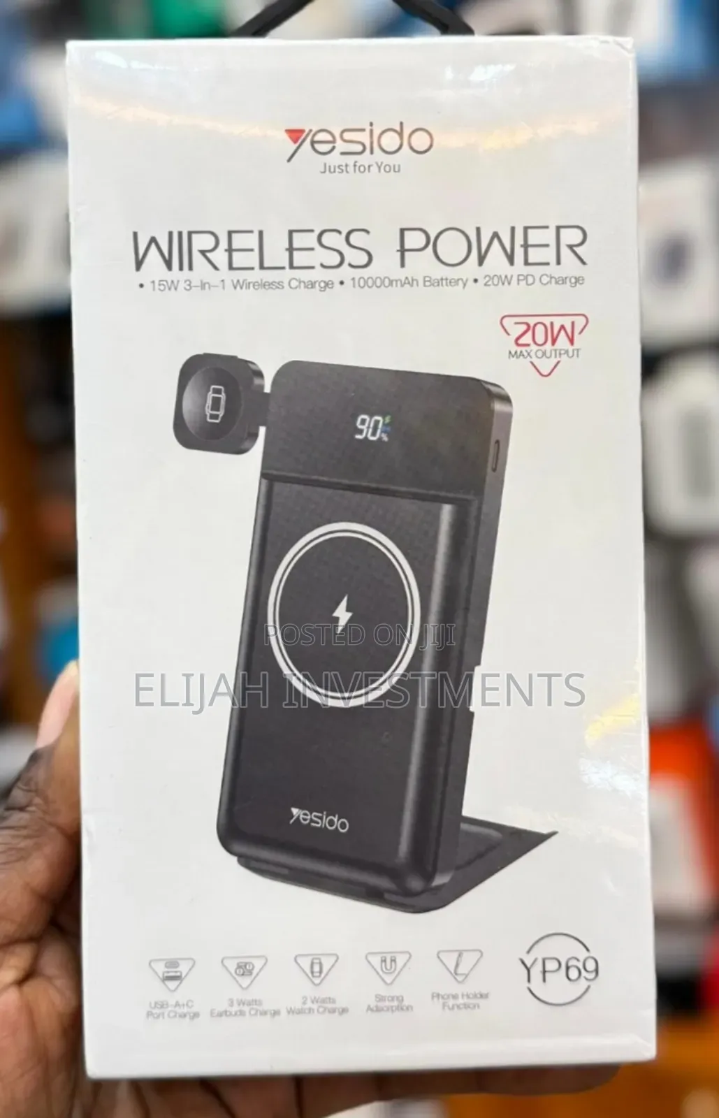 Genuine Yesido Wireless Power Bank 3in 1