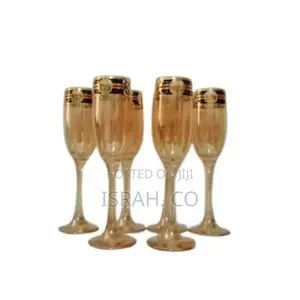 Gold Lead-Free Juice, Champagne Wine Glasses- 6 Pieces,