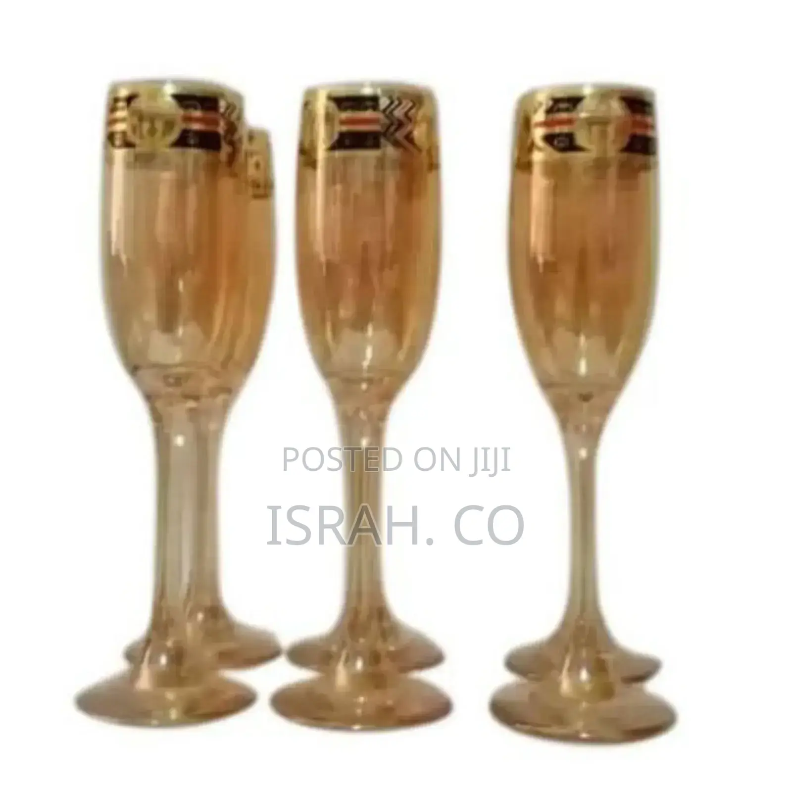 Gold Lead-Free Juice, Champagne Wine Glasses- 6 Pieces,