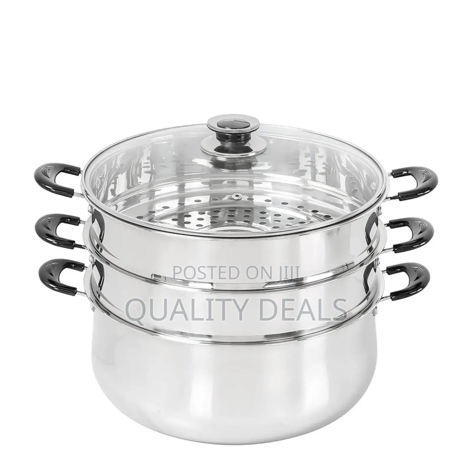 3 Layer Stainless Steel Food Saucepan and Steamer Soup Pot