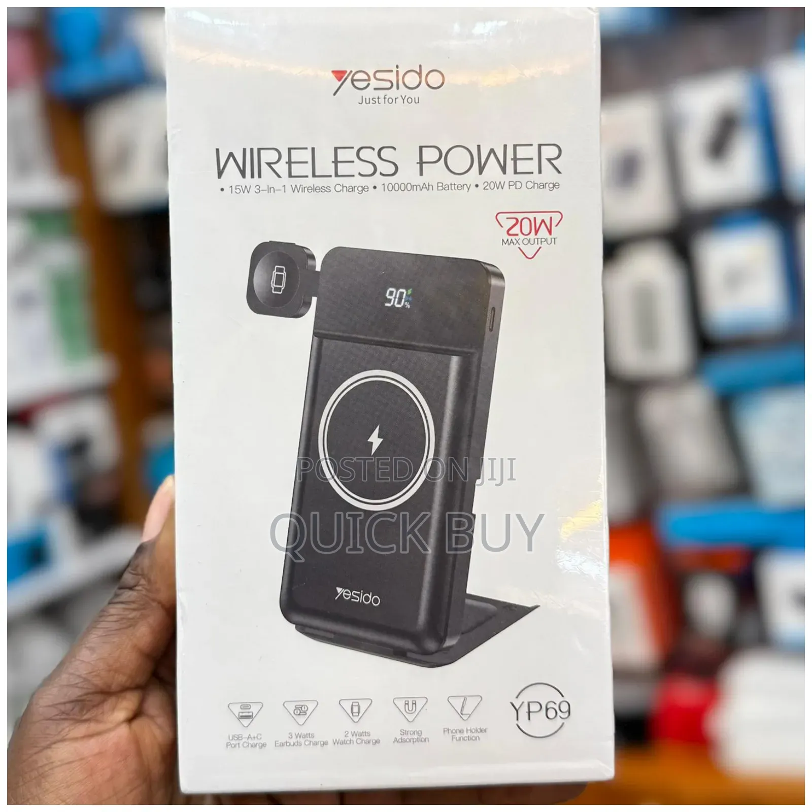 Yesido Wireless Power 10000mah 15w 3 in 1