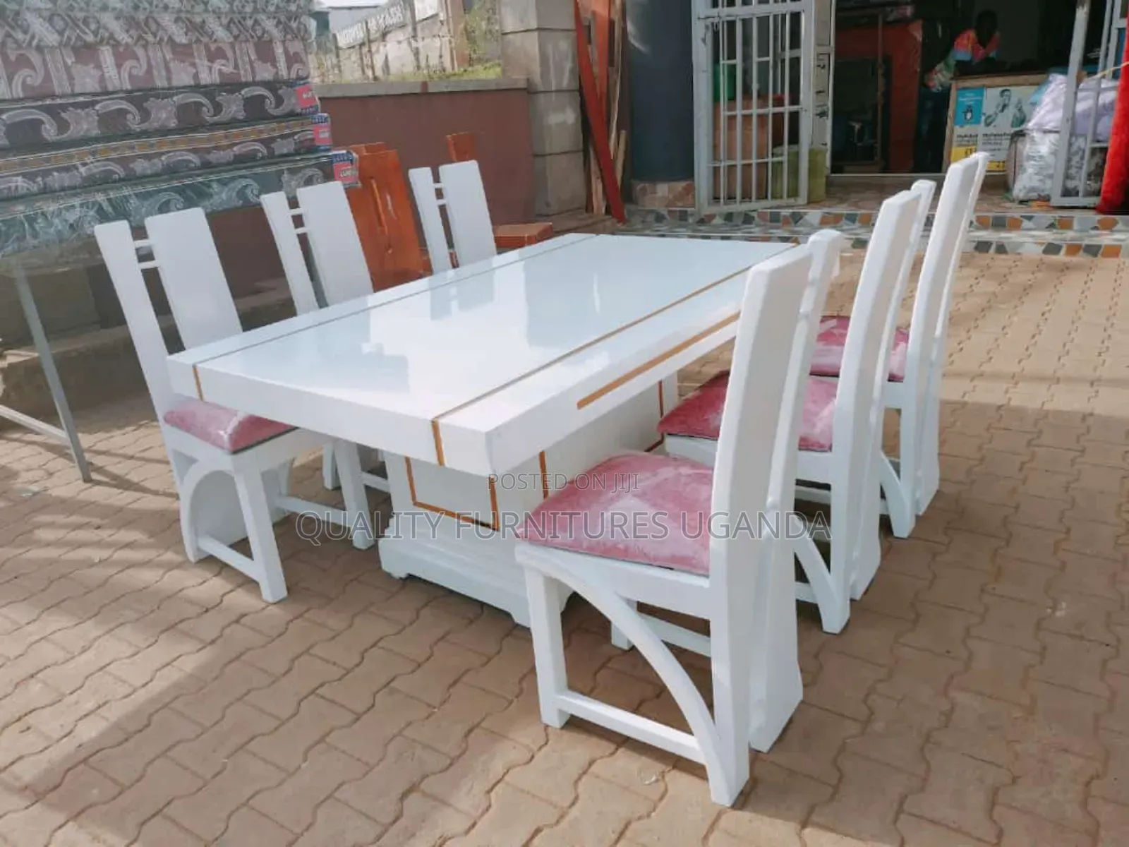White Dinning Table in 6 Sitters