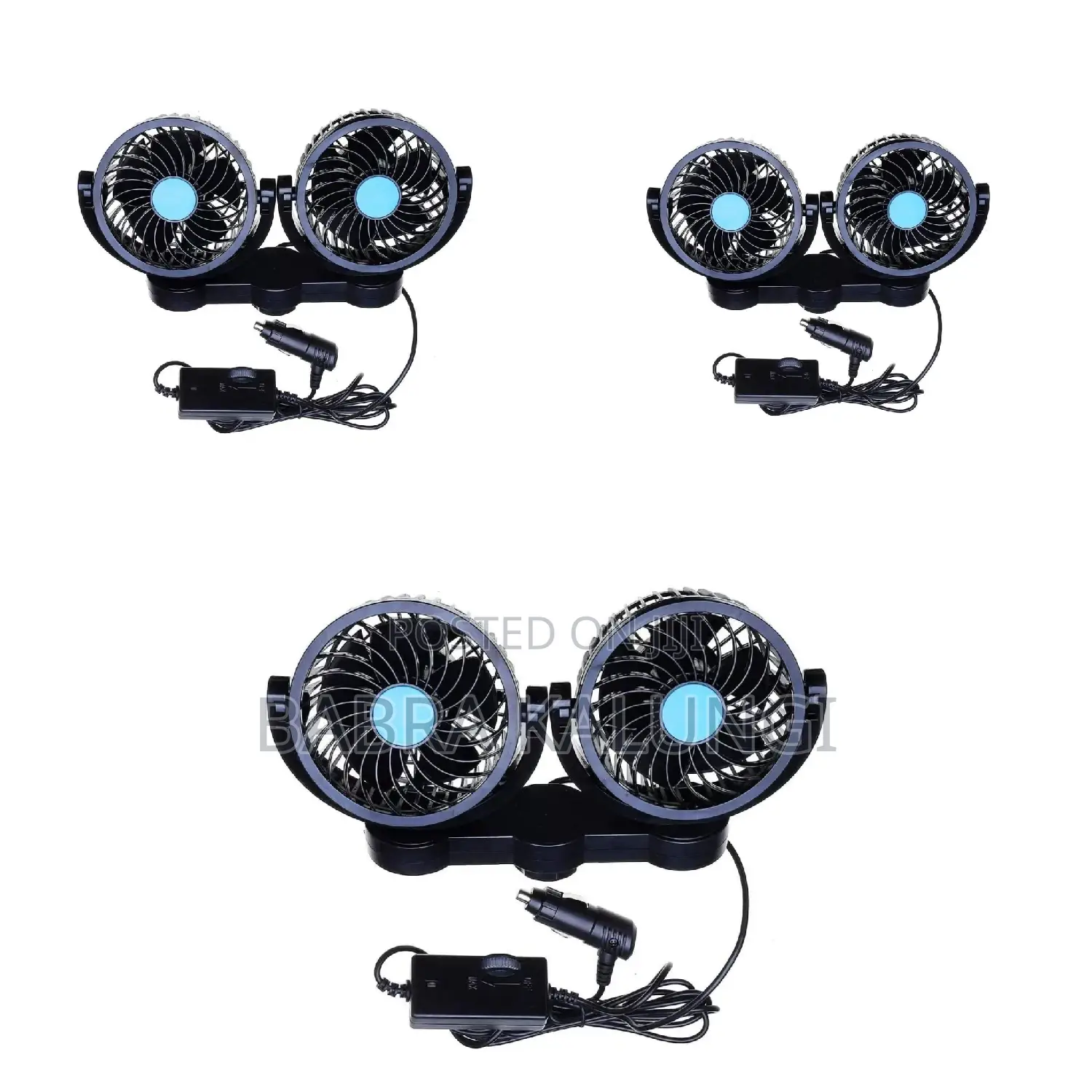 12V 360 Degree Adjustable Car Auto Air Dual Head Fan