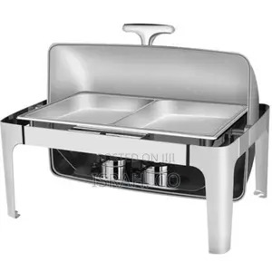 9l Double Roll Chafing Dish Glass Lid Buffet Food Warmers-