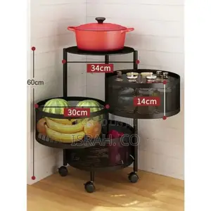 3 Tier Round Kitchen, Bedroom, Bathroom Storage Rack Basket