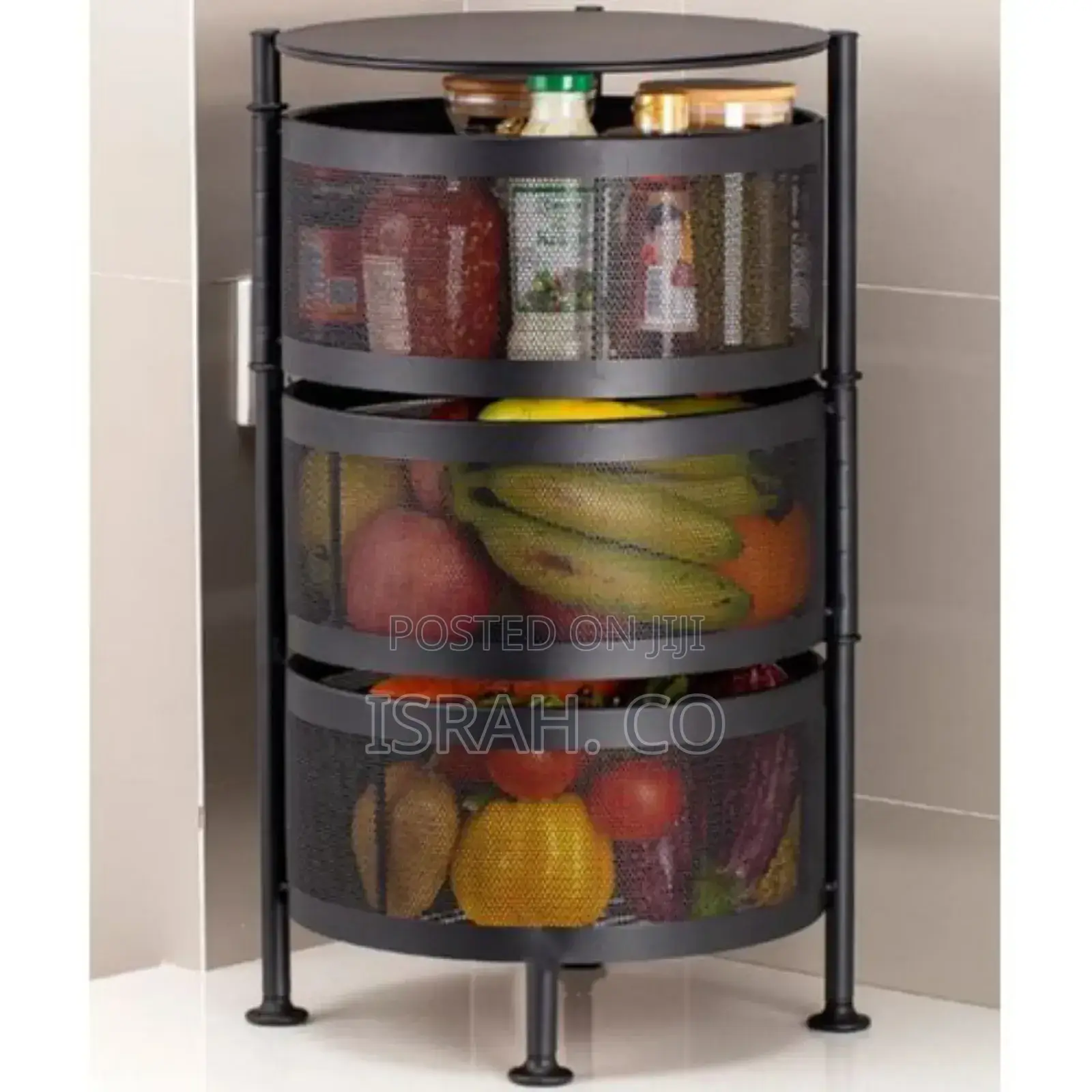 3 Tier Round Kitchen, Bedroom, Bathroom Storage Rack Basket