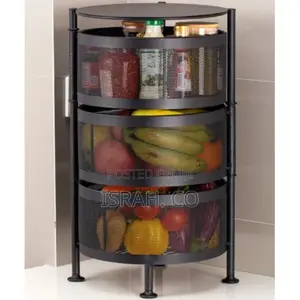 3 Tier Round Kitchen, Bedroom, Bathroom Storage Rack Basket