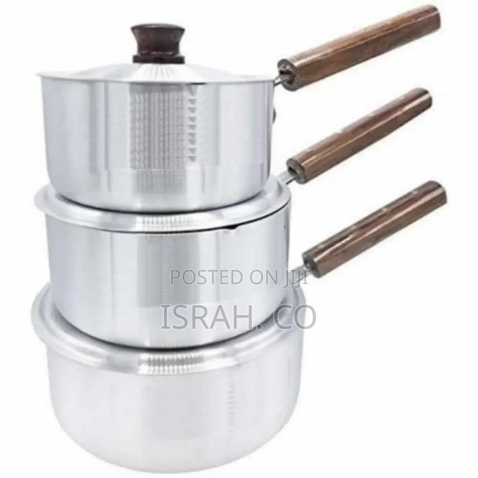 6 Piece Steel Saucepans Cookware Pot With Wooden Handles
