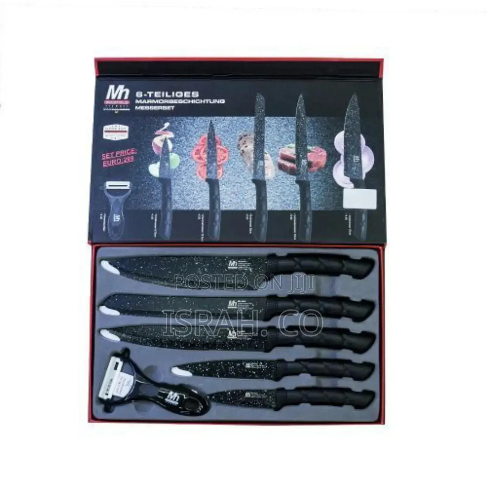 Loewe 6 Pieces of Kitchen Non-Stick Coating Knife Set -Black