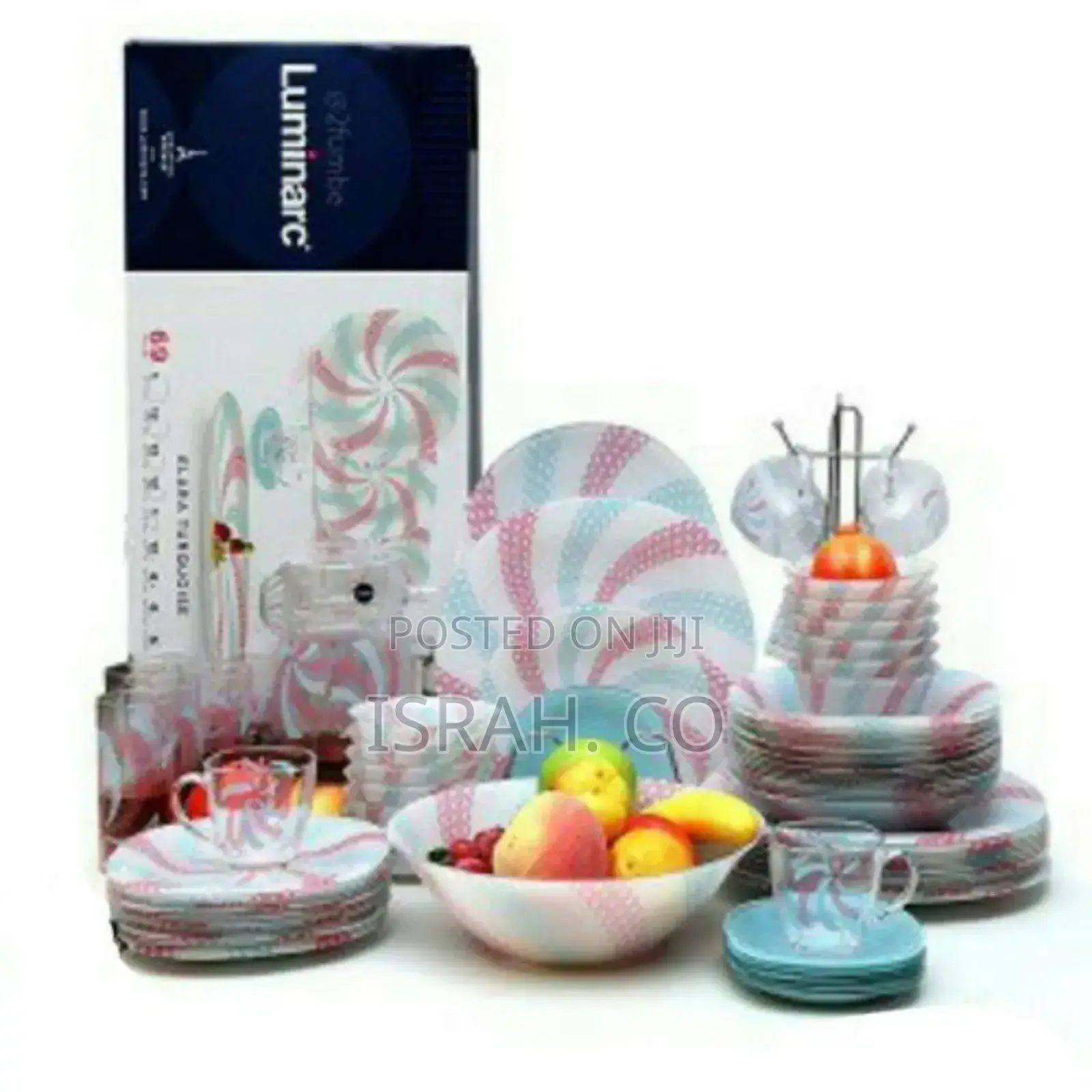 Luminarc Elara Turquoise Plate Dinner Set (69 Pcs),Pink.