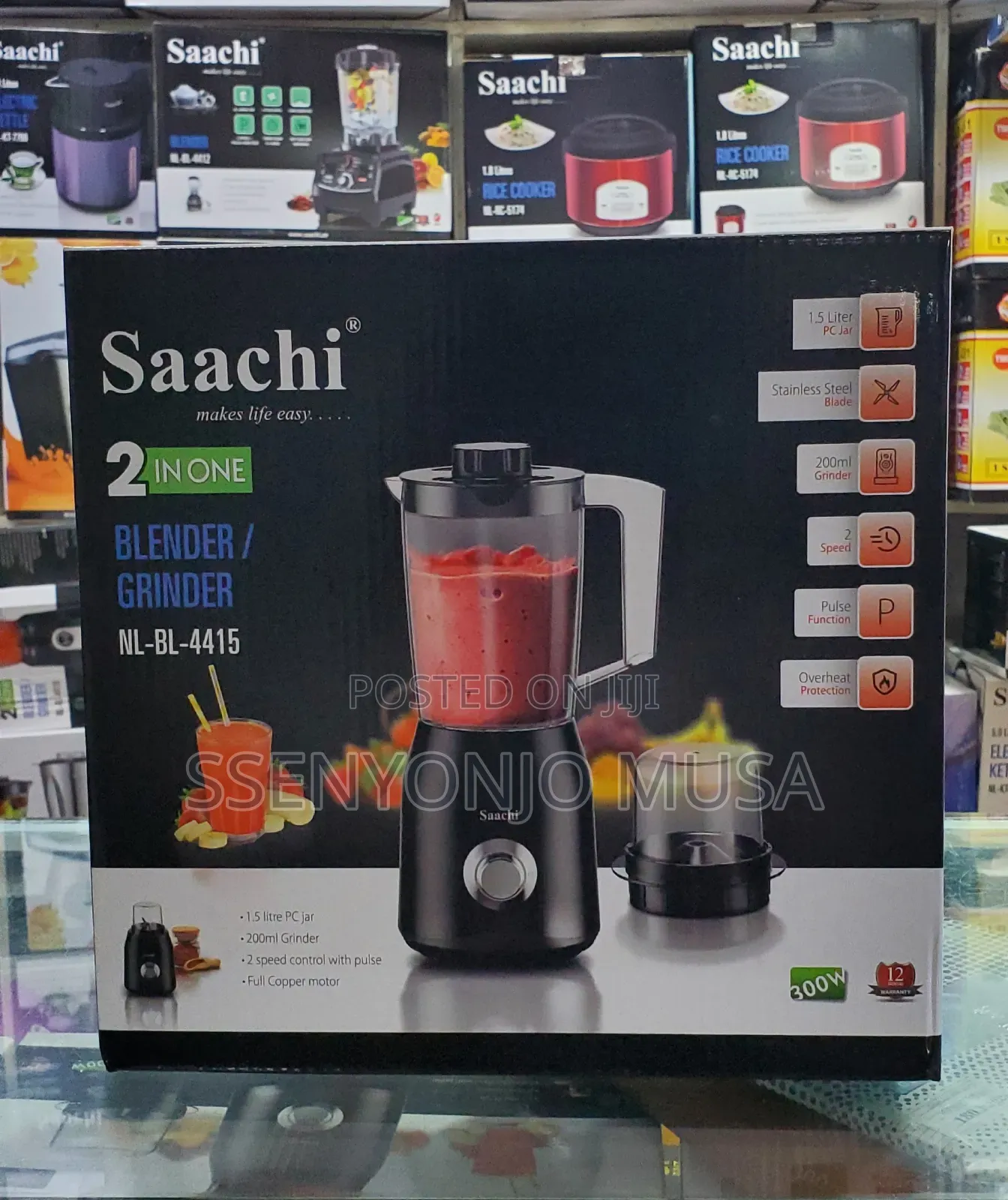 Saachi Nl-Bl-4415 2-in-1 Blender Grinder - 1.5l Stainless-