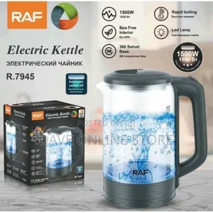 RAF 2L Clear Glass Electric Kettle Glass Body Jug -Black