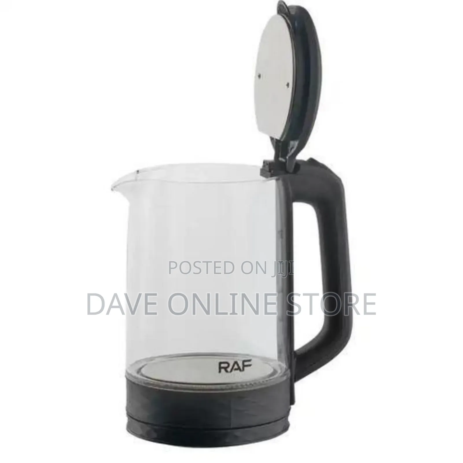 RAF 2L Clear Glass Electric Kettle Glass Body Jug -Black