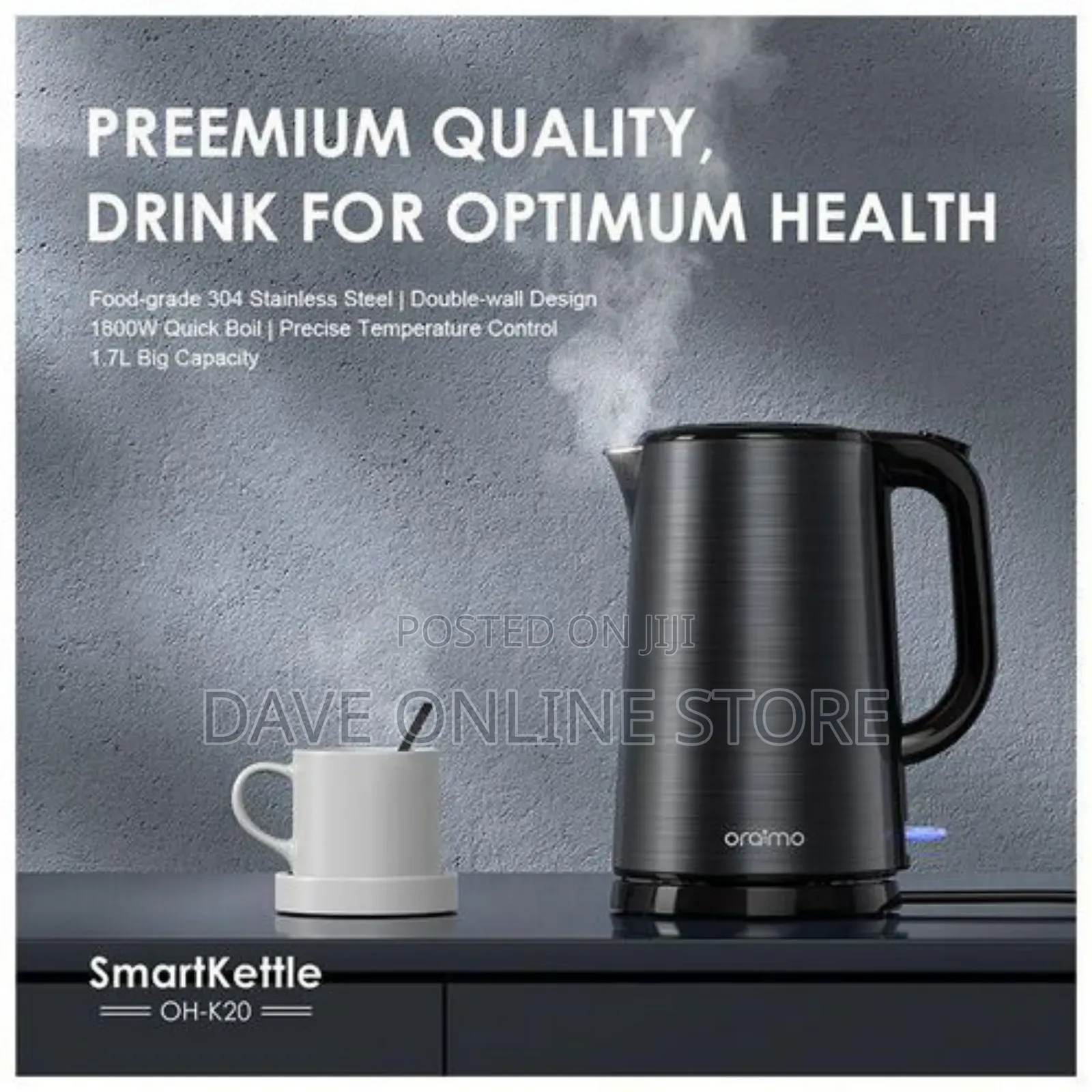 Oraimo Smart 1.7L 1800W Stainless Steel Kettle