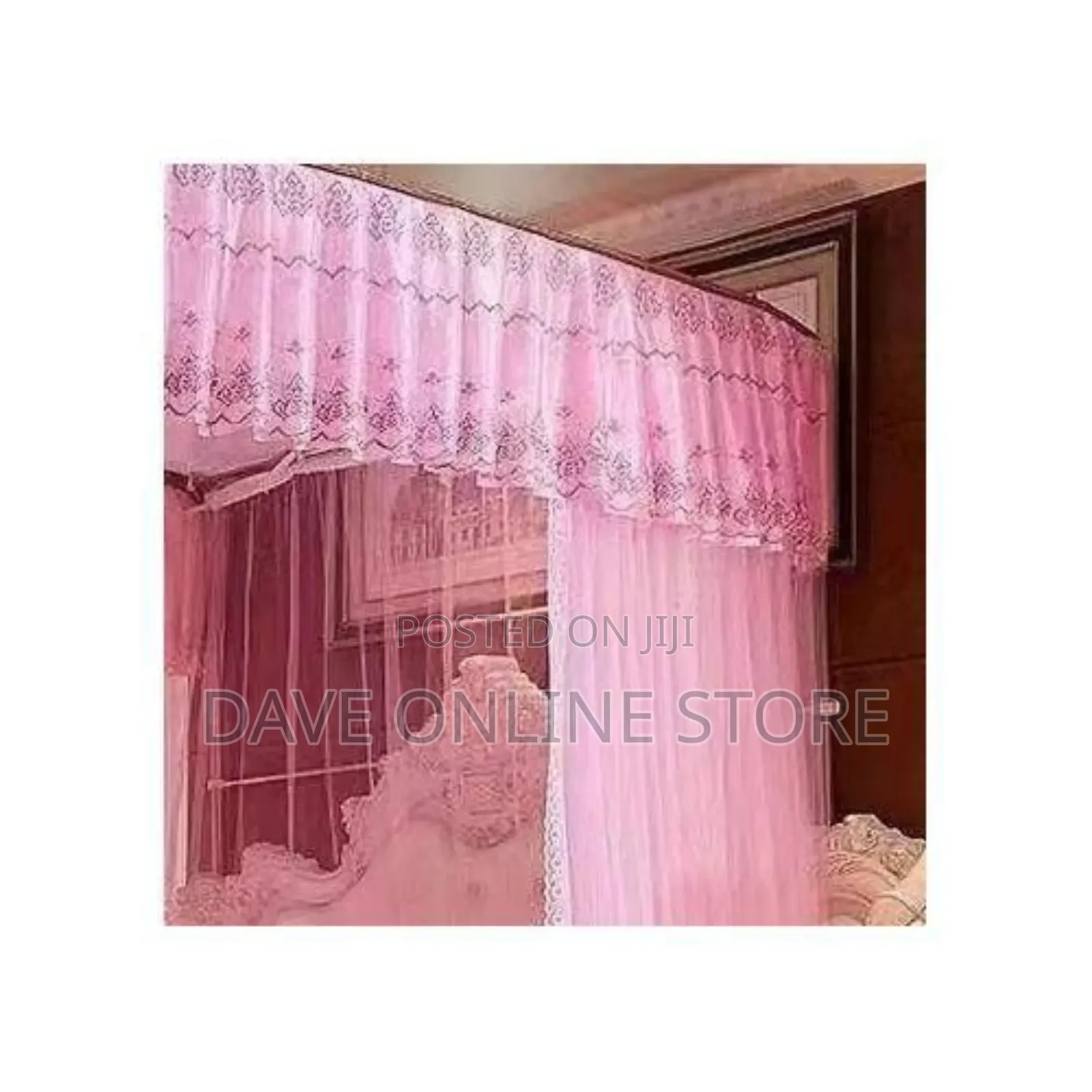 Luxurious Mosquito Net With 2 Stand, Rail Bed Net - Pink